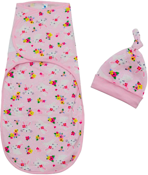 Пеленка-кокон Minikin и шапочка д/д 22910156-62 розовый с принтом 