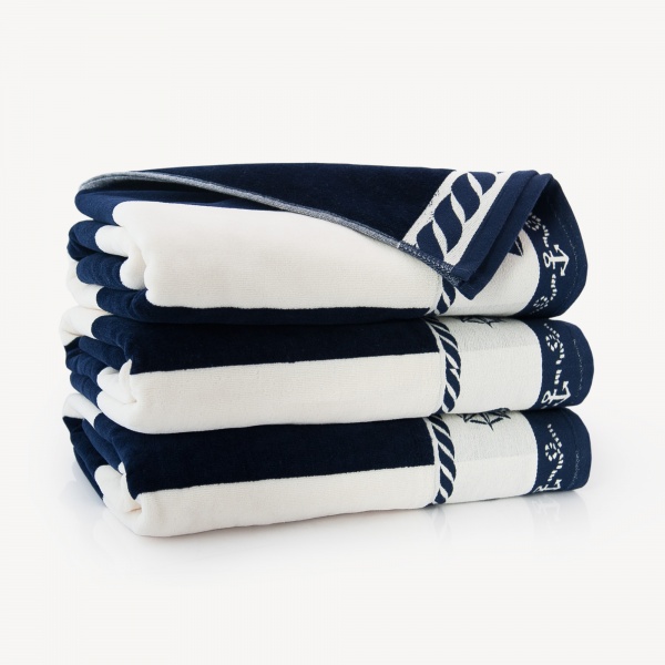 Рушник пляжний Beach 100x160 см білий із синім Zwoltex 