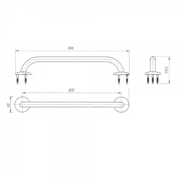 Поручень для ванной комнаты Laris пристенный 800