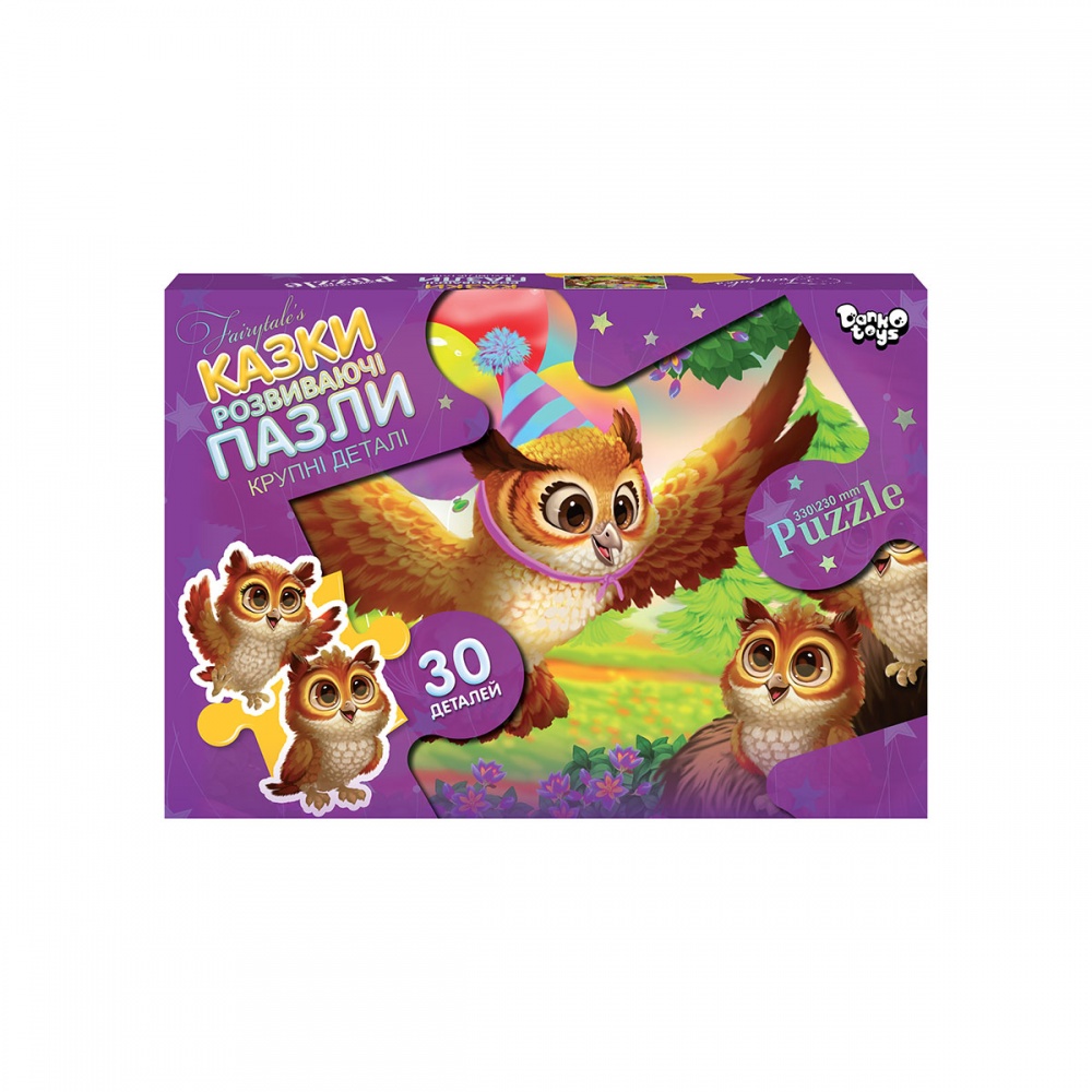 Пазли картонні Danko Toys 30 елементів максі №4 сови з кульками Mx30-07-04