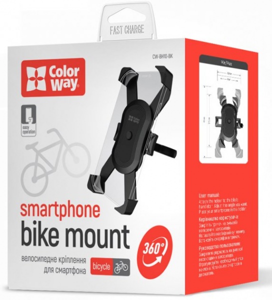 Тримач для смартфона ColorWay (CW-BH10-BK) чорний