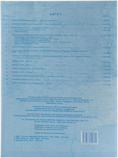 Контурная карта История Украины 8 класс