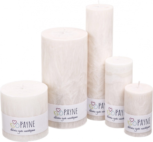 Свеча Цилиндр пальмовая бежевая 10х10 см ТМ FAYNE