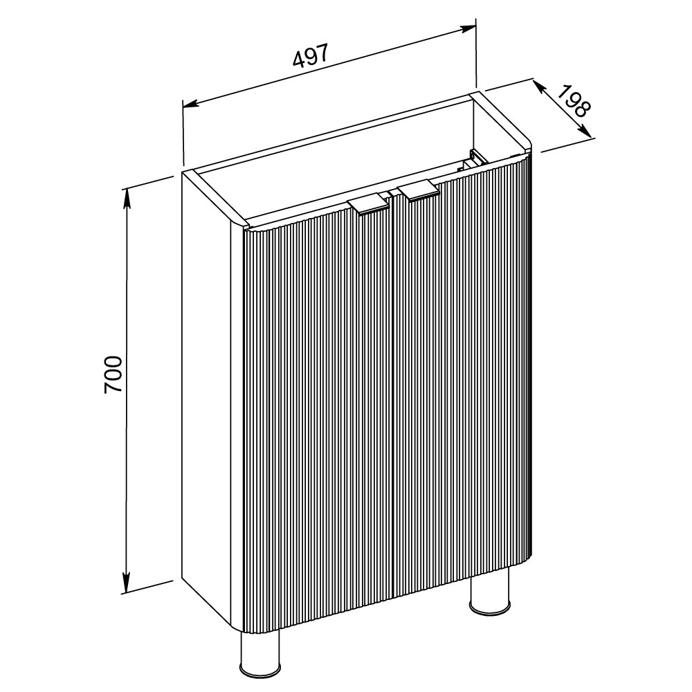 Тумба напольная Aqua Rodos FROST MINI (WHITE-MATT-PVC) с умывальником BAR-WC 50 см