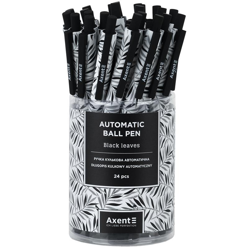 Ручка шариковая Axent автомат. 1092-07-A Black Leaves