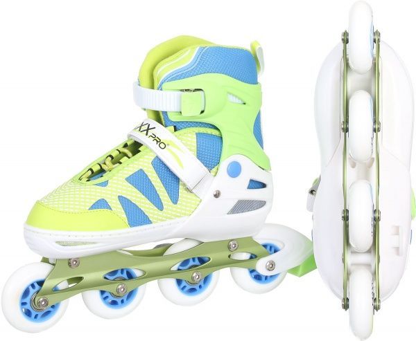 Роликовые коньки MaxxPro YX-0151-4WG р. 35-38 бело-салатовый