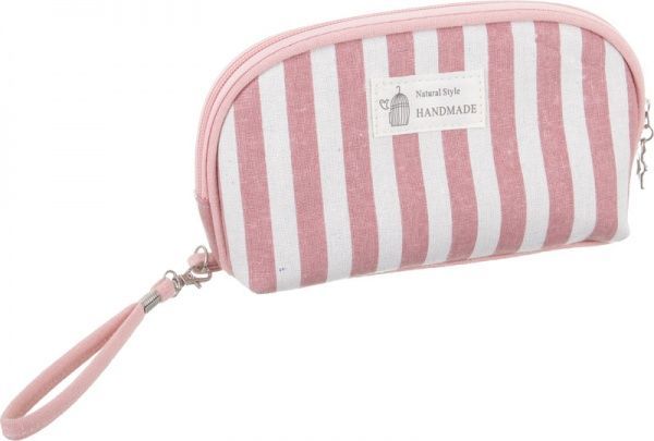 Набір косметичок Смужка Овал B5112 темно-рожевий 