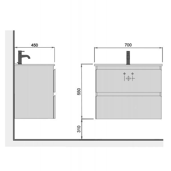 Тумба подвесная Мойдодыр Сорренто 70-А