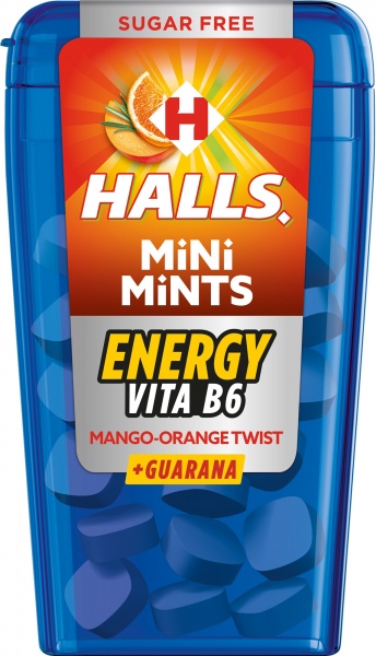 Цукерки Halls міні мінтс зі смаком апельсин-манго з вітаміном В без цукру 12,5г
