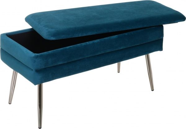 Скриня-пуф Pierre 79,5х37,5х42 см смарагдовий срібні ніжки 