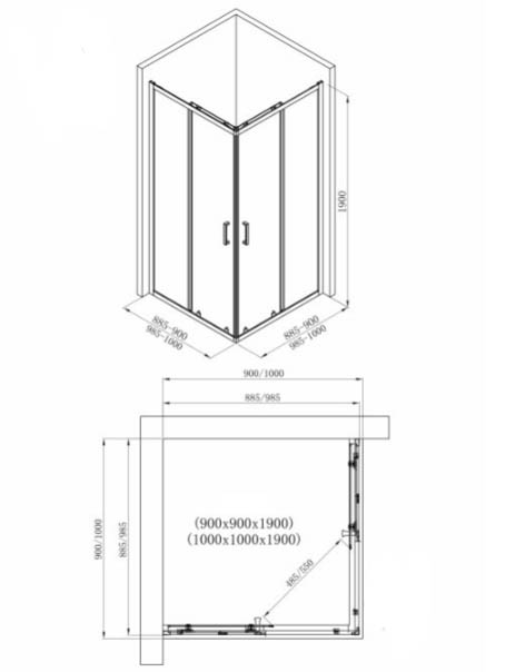 Душевое ограждение Imprese VALTICE NEW 90x90x190 см стекло тонированное i51388
