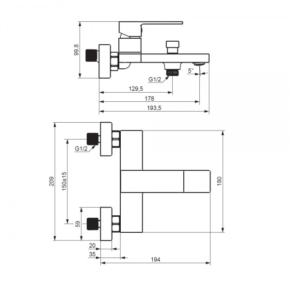 Змішувач для ванни/душу Damixa Gala 531000000