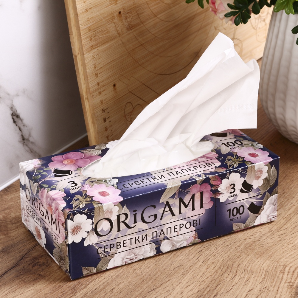 Салфетки гигиенические в коробке ORIGAMI Deluxe 100 шт.