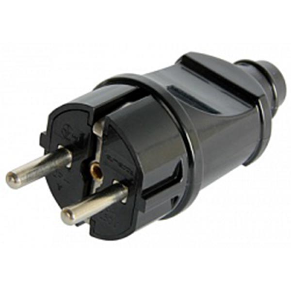 Вилка E.Next 16 А с заземлением прямая черная