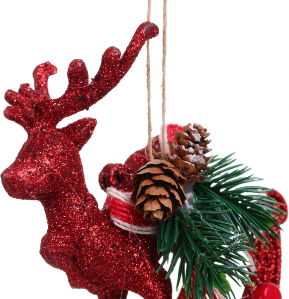 Декоративна підвіска Коник з декором 10 см червоний NY21063