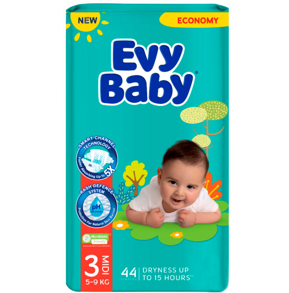 Подгузники Evy Baby Midi S 5-9 кг 44 шт.