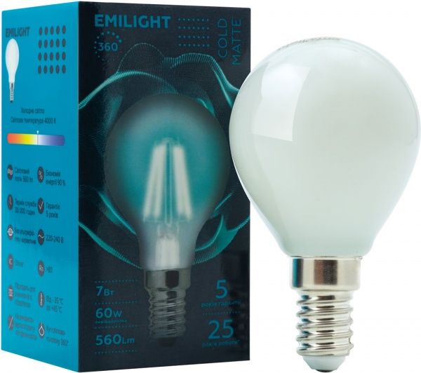 Лампа світлодіодна Emilight FIL G45 7 Вт E14 4000 К 220 В матова 