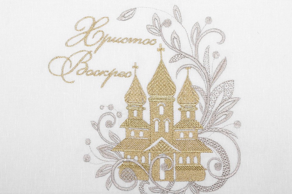 Рушник великодній 434-24/09 30x70 см Едельвіка білий із золотим