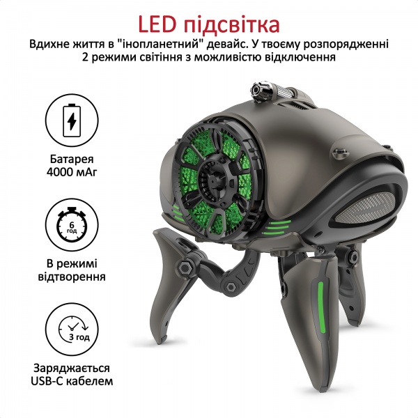 Портативна колонка Promate Invader 30 Вт 2.0 grey 