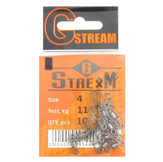 Вертлюг с застежкой GStream 11 кг 10 шт. №5 американка