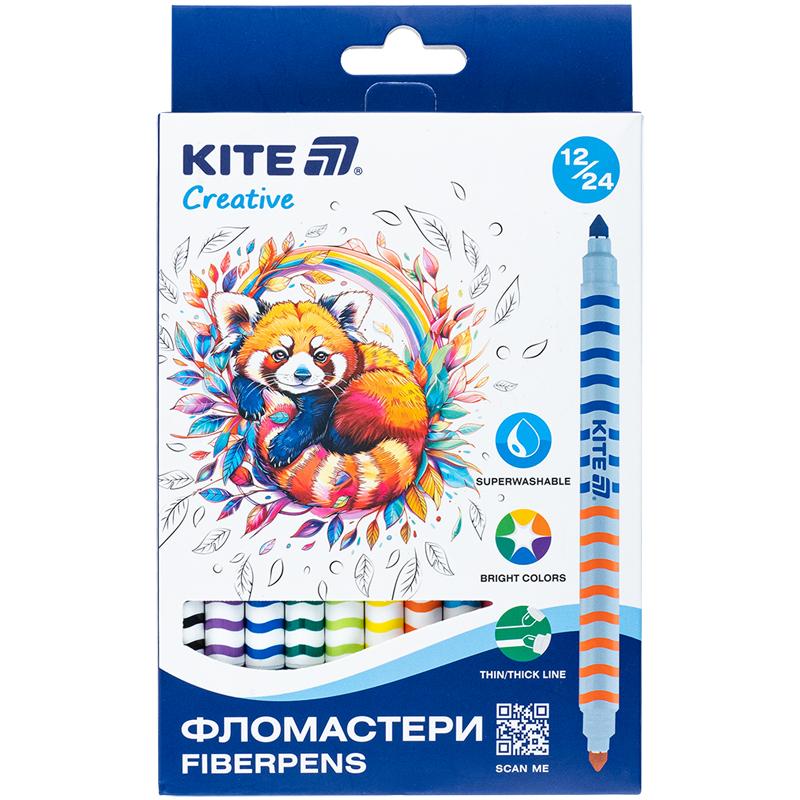 Фломастеры двухсторонние Creative 12 шт. K-1151 KITE — фото 1