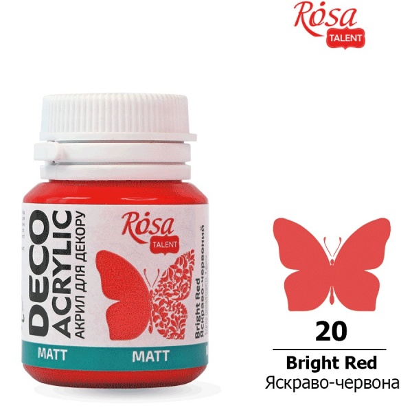 Акрил для декора Ярко-красный матовый 20 мл Rosa Talent