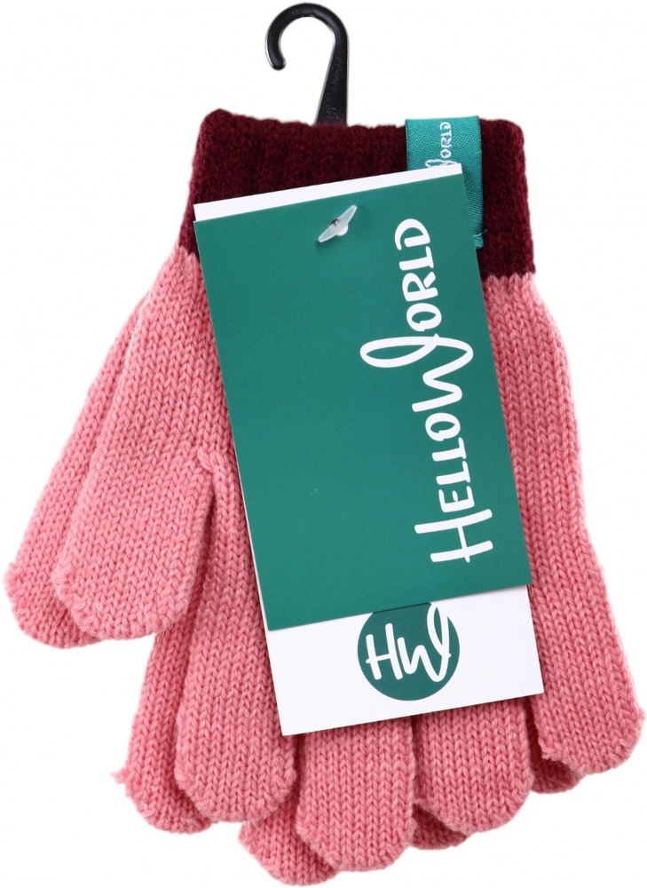 Рукавицы HW для девочек р.14 /розовый/коричневый