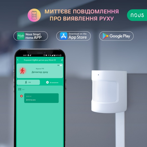 Розумний датчик руху Nous E2 (ZigBee) білий 