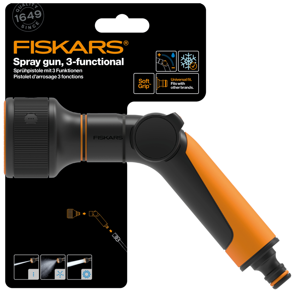 Пістолет-розпилювач Fiskars для поливу 3 функції CF