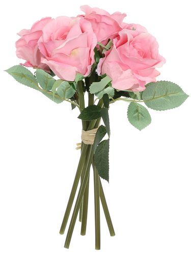Растение искусственное Букет роз 30 см светло-розовый 6