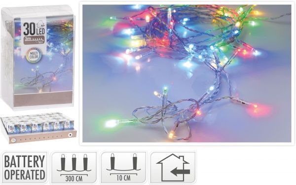 Электрогирлянда разноцветная встроенный светодиод (LED) 30 ламп 3 м