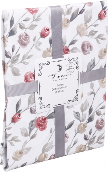 Скатерть Talasa d160 белый с рисунком Luna 