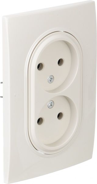 Розетка кінцева подвійна без заземлення HausMark Bela без шторок без кришки крем SNG-SCP.RD20MG21WTG-C