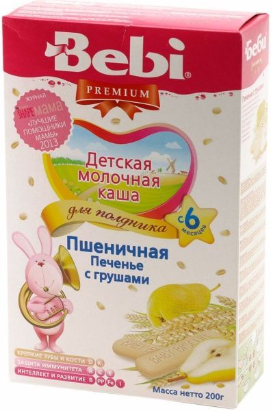 Каша молочна Bebi від 6 місяців пшенична Печиво з грушами 3838471018906 200 г 