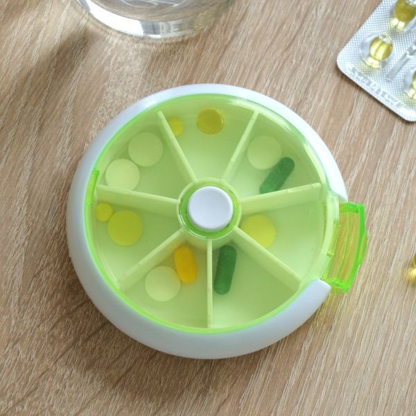 Органайзер для таблеток MVM PC-05 GREEN на 7 дней (таблетница) 10x90x90 мм