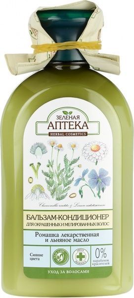 Бальзам Зеленая аптека для окрашенных и мелированных волос Ромашка и льняное масло 300 мл