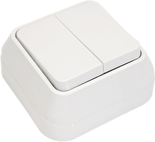 Выключатель двухклавишный Makel IP44 без подсветки 10 А 250В белый 45103