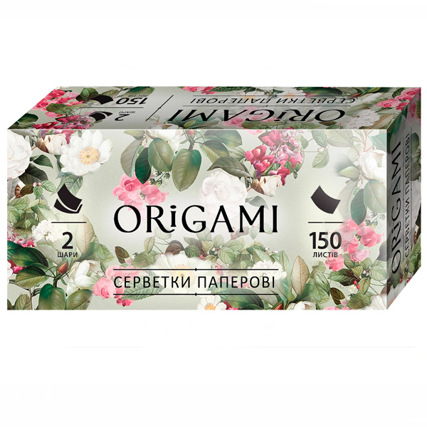 Салфетки косметические в коробке Origami 2 слоя 150 лист.
