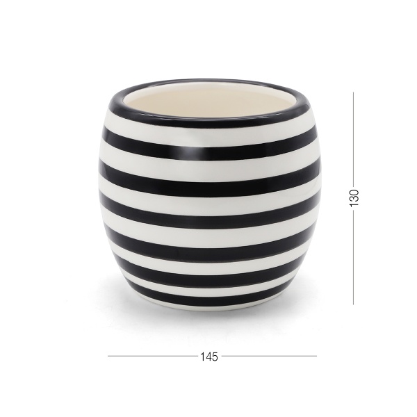 Кашпо керамическое МВМ DH-FLOWERS-27 WHITE/BLACK 13 см Черно-белый 