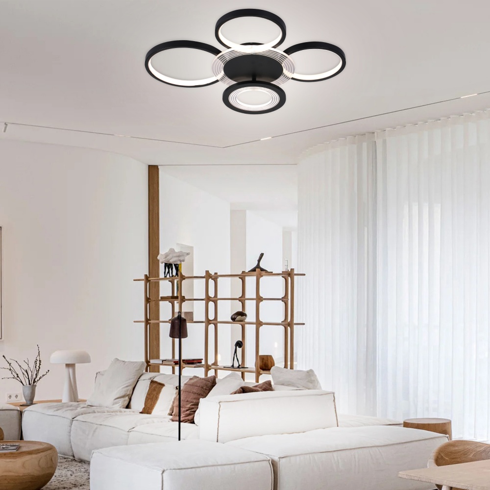 Люстра потолочная Miorro LED Vesta с пультом ДУ металл/пластик 4x63,6 Вт LED-модуль черный 51-311-097