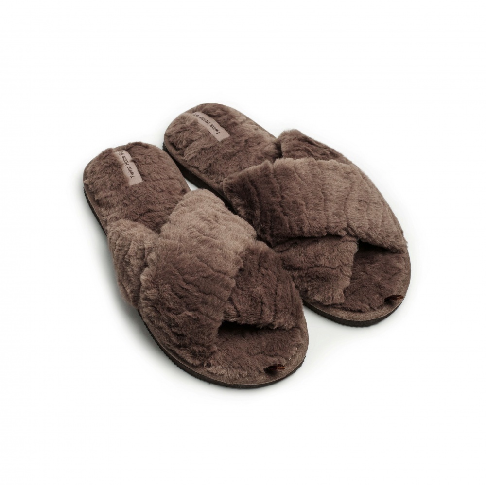 Тапки домашние Twins меховые перекрест 15117 р.38/39 коричневый