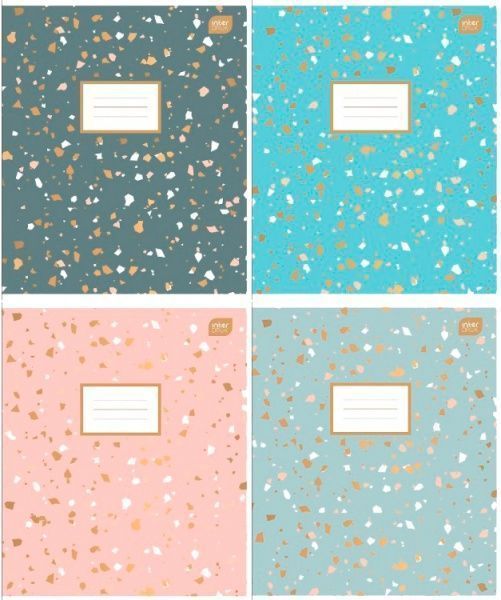 Тетрадь школьная 12 листов в клетку Terrazzo в ассортименте InterDRUK