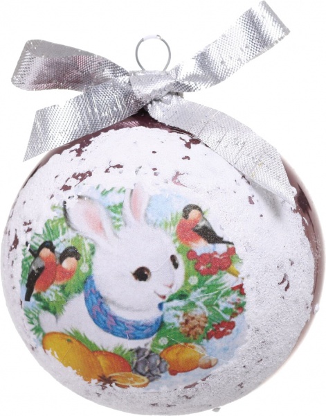 Шар новогодний Символ года-декупаж d 80 мм в ассортименте