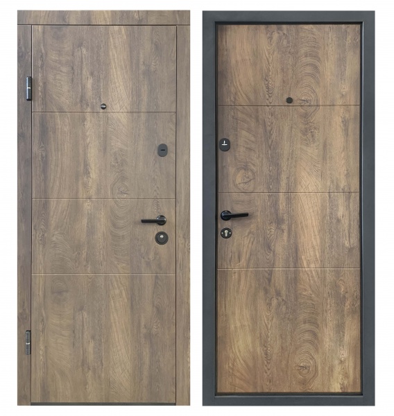 Дверь входная Министерство дверей Оптима 257 спил дерева коньячный 2050х860 мм левая