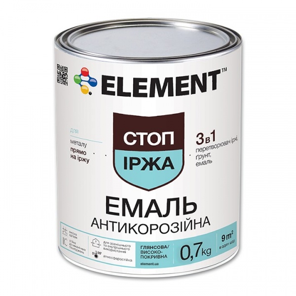 Емаль антикорозійна Element 3 в 1 графіт глянець 0,7кг