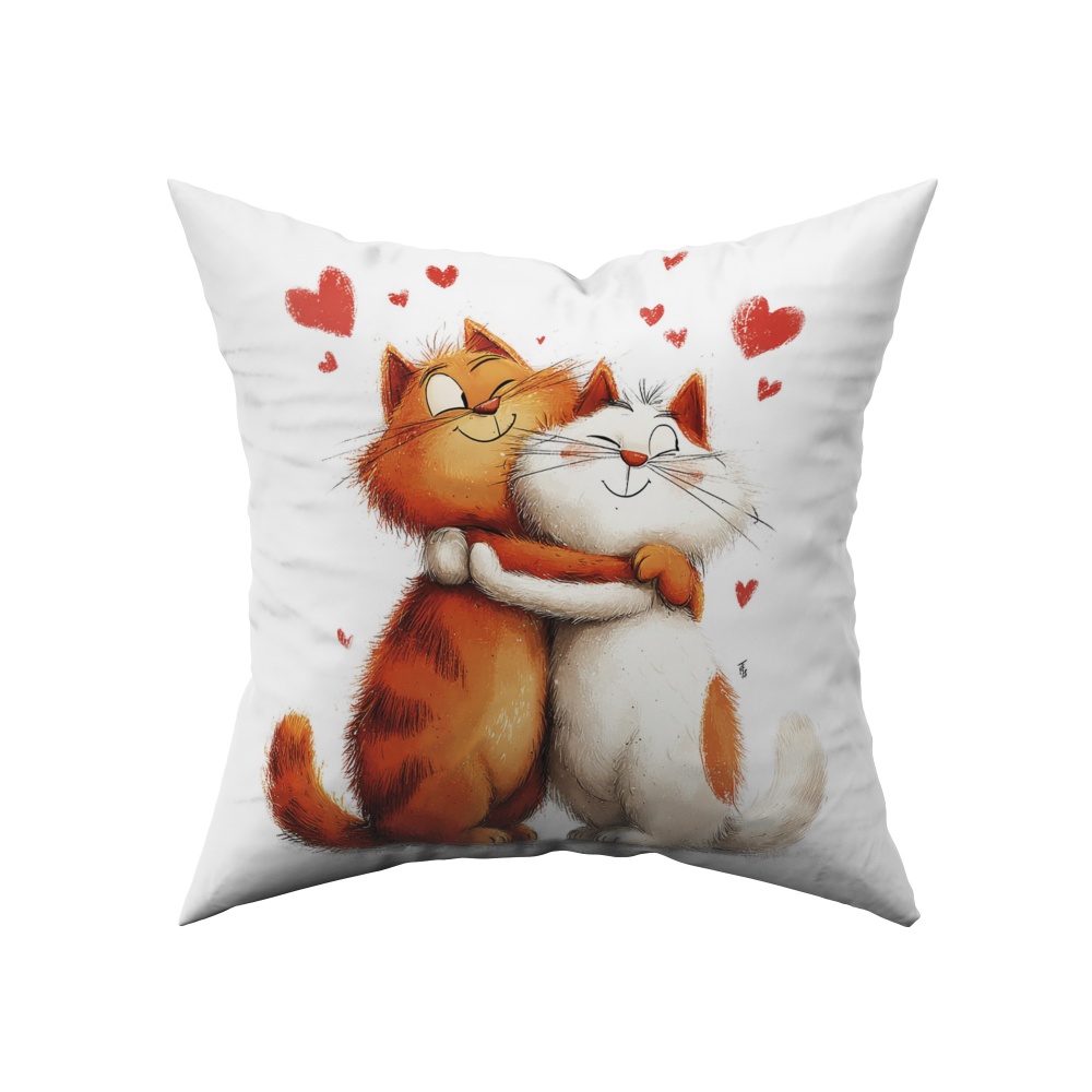 Подушка декоративна CAT'S LOVE 38x38 см білий із малюнком