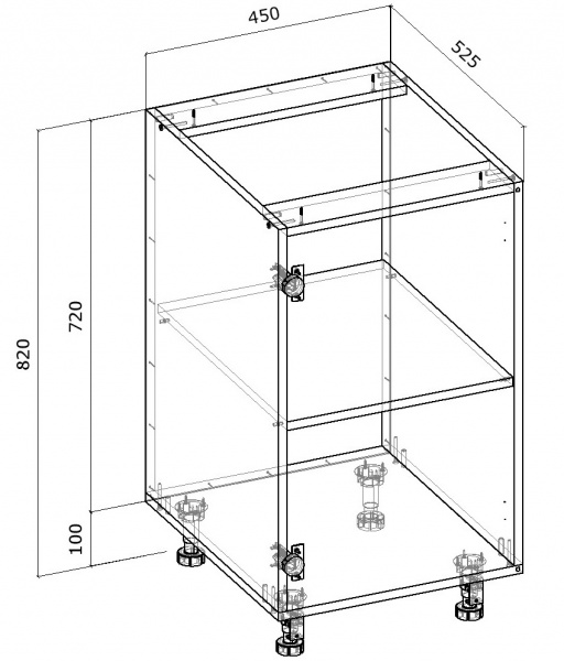 Тумба нижня розпашна 450x820x522 мм горіх темний 