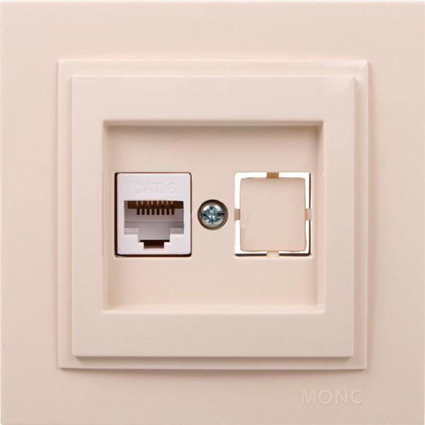 Розетка компьютерная с заземлением Mono Despina без шторок без крышки кремовый 102-170005-125
