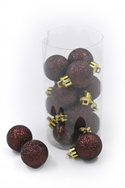 Елочный набор коричневий d 65 мм 12,5 см 15 шт./уп.