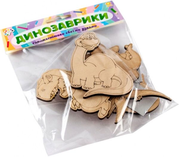 Іграшка дерев'яна Зірка магніт Динозаврики